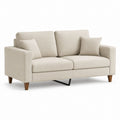 Canapé 2 places beige avec 2 coussins décoratifs, revêtement en polyester, 175 × 86 × 86 cm