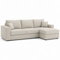 Canapé angulaire L 3 places en tissu beige clair avec chaise longue droite, 250 × 160 × 85 cm