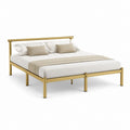 Structure lit double en acier doré avec filet à lattes pour matelas 160 × 200 cm, dimensions 208 × 168 × 98 cm