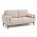 Canapé rectangulaire à 2 places en tissu avec structure en bois, beige et marron, 180 × 84 × 84 cm