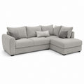 Canapé angulaire L 4 places en tissu gris clair avec péninsule droite, 270 × 170 × 90 cm